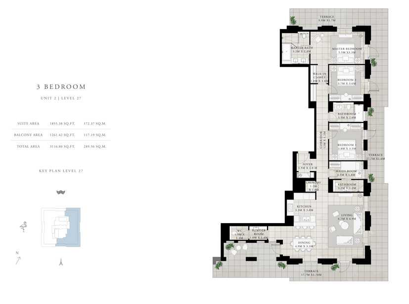 3-Bed, Unit-2, Level-27, Size-3116.80-sq.ft